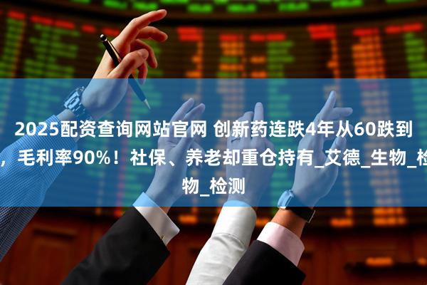 2025配资查询网站官网 创新药连跌4年从60跌到14，毛利率90%！社保、养老却重仓持有_艾德_生物_检测